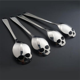 Set Of 4 Stainless Steel Skull Spoon