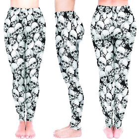 Skull Heads Ankle Elastic Leggings