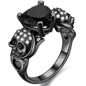 Skull Heart Zircon Crystal Ring