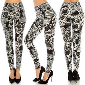 Skull Pattern Ultra Soft Elastic High Waisted Leggings