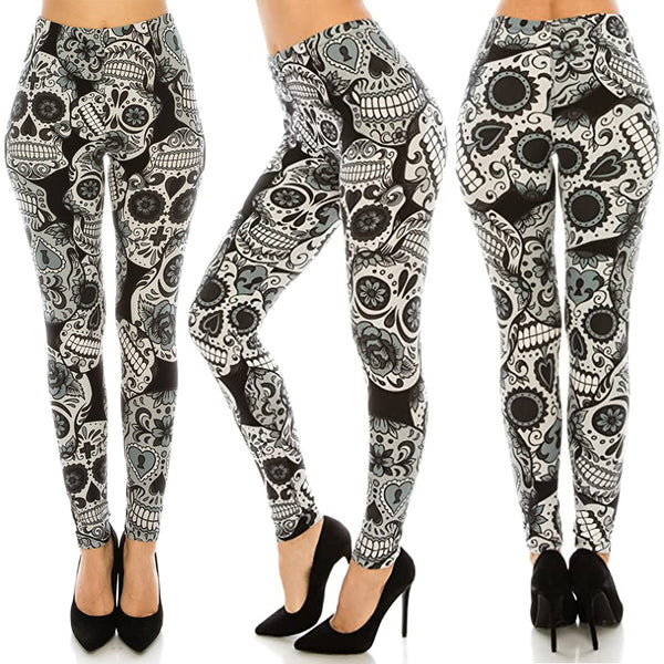 Skull Pattern Ultra Soft Elastic High Waisted Leggings