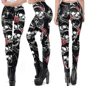 Skulls Rose Elastic Legging