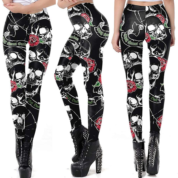 Skulls Rose Elastic Legging