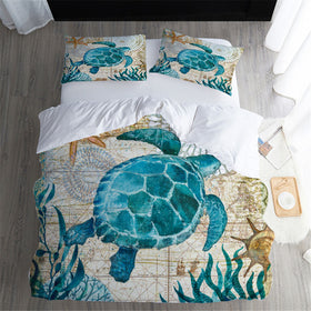Sea Turtle Modern Bohemian Duvet Bedding Set