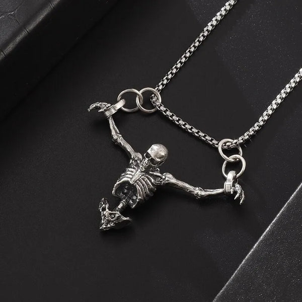 Skeleton Skull Tassel Bone Chain Choker Necklace
