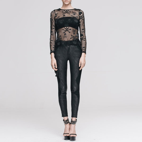 Skull Head Mesh Hollow Out Top