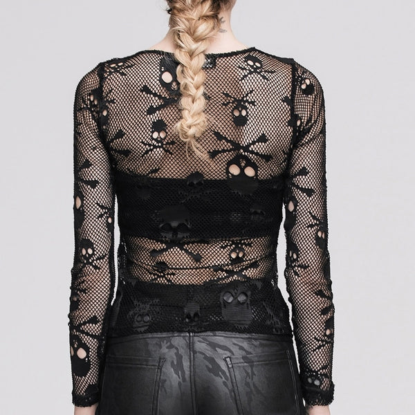 Skull Head Mesh Hollow Out Top