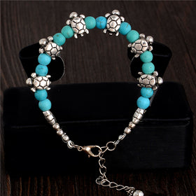 Stylish Turtle Turquoise Handmade Beads Charm Bracelet - Free, Just Pay Shipping