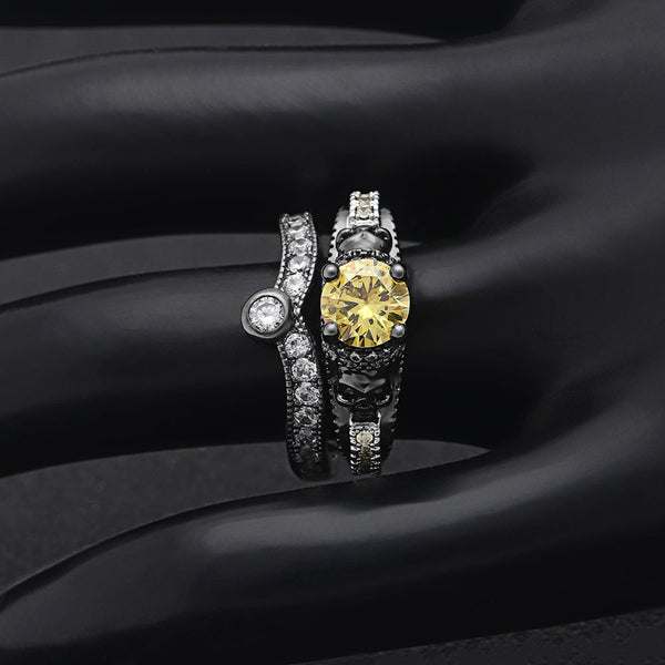 Skull Cubic Zirconia Ring Set