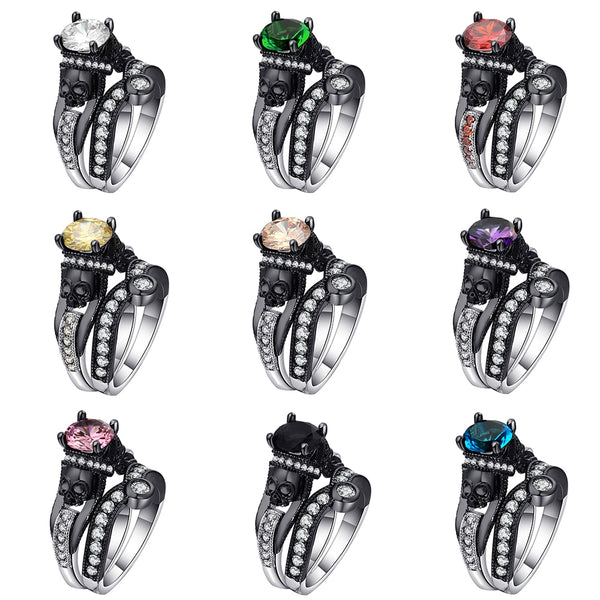 Skull Cubic Zirconia Ring Set