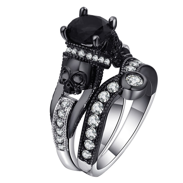 Skull Cubic Zirconia Ring Set
