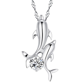 Sliver Dolphin Rhinestone Statement Necklace - Free Shipping!