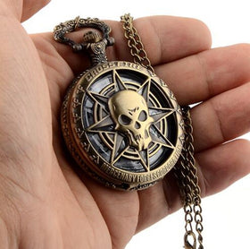 Steampunk Skull Quartz Pocket Watch