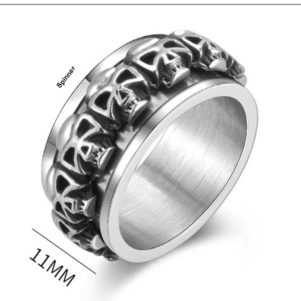 Skull Rotating Spinner Gothic Ring