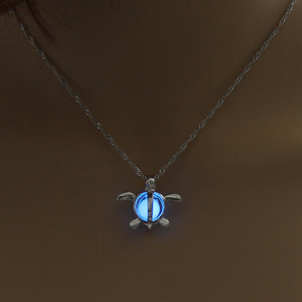 Glow In The Dark Sea Turtle Pendant Necklace