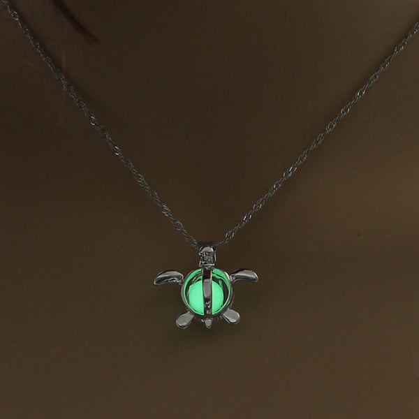 Glow In The Dark Sea Turtle Pendant Necklace