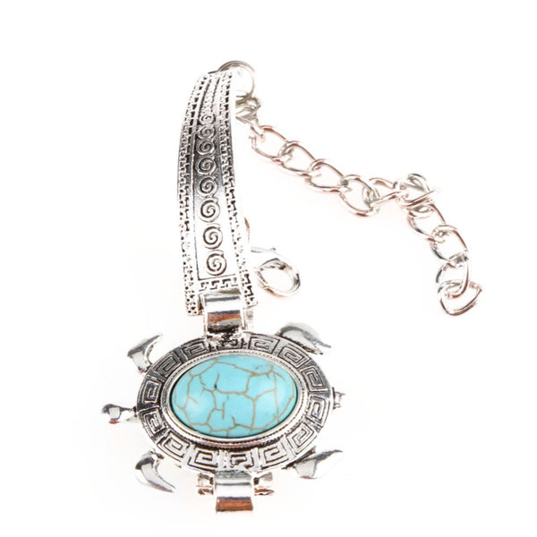 Silver Plated Sea Turtle Shaped Turquoise Fashion Bracelet - Free Shipping!