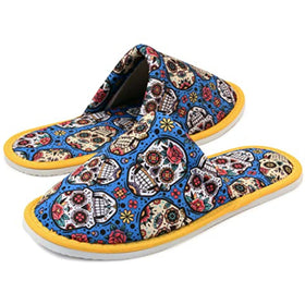 Women Sugar Skull Home Slippers Size 7 to 8
