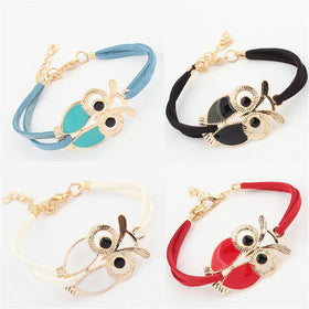 Women Vintage Owl Decoration Faux Leather Bracelets - Free Shipping!