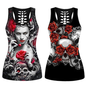 Women 3d Print Skulls Sleeveless Tops