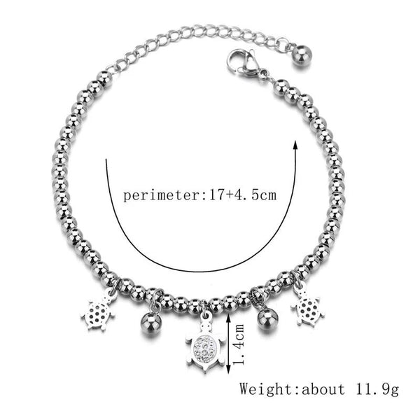 Sea Turtles Stainless Steel Charm Bracelet