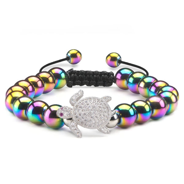 Sea Turtle Rainbow Hematite Bracelet