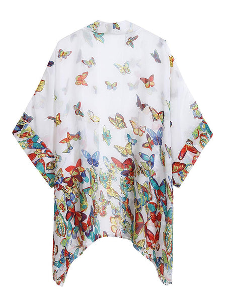 Butterfly Loose Chiffon Kimono Cardigan Beach Swim Cover Up Blouse