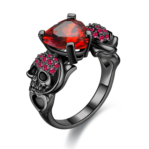 Skull Heart Zircon Crystal Ring