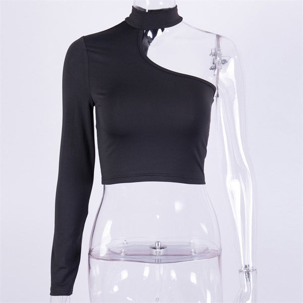 Goth One Shoulder Sexy Crop Top