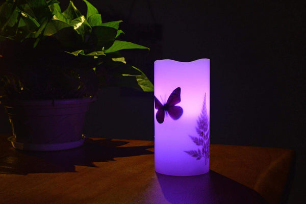 LED Flame-less Battery Operated 12 Color Changing Butterfly Candle