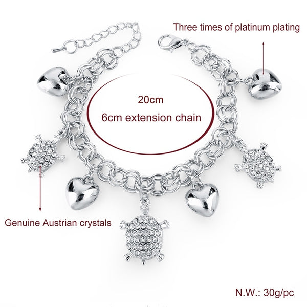 Stainless Steel Turtle Crystal Adjustable Bracelet