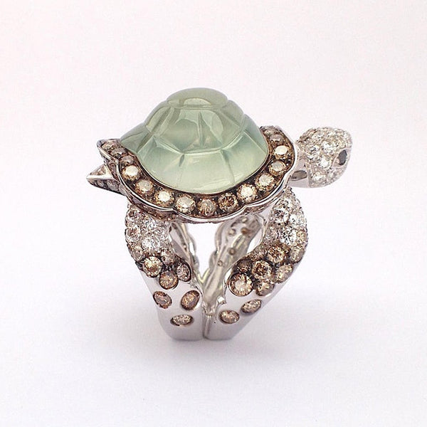 Vintage Green Zircon Turtle Ring
