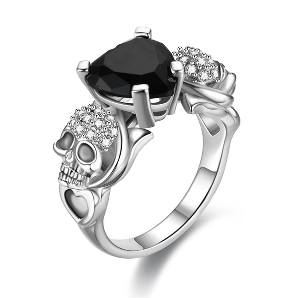 Skull Heart Zircon Crystal Ring