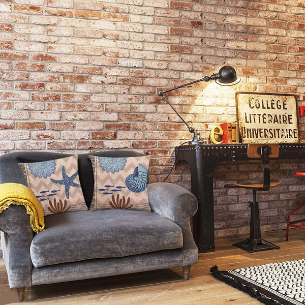 Set of 6 Sea Theme Decorative Square Cushion Cover 18" x 18"(Cover Only,No Insert)