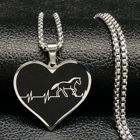 Horse Heartbeat Stainless Steel Necklace