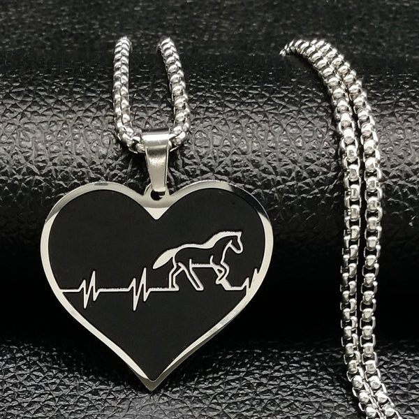 Horse Heartbeat Stainless Steel Necklace