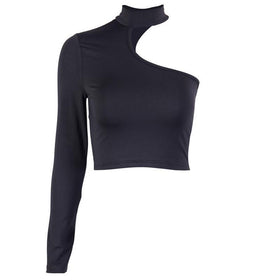 Goth One Shoulder Sexy Crop Top