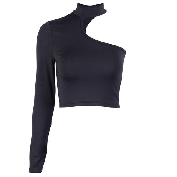 Goth One Shoulder Sexy Crop Top