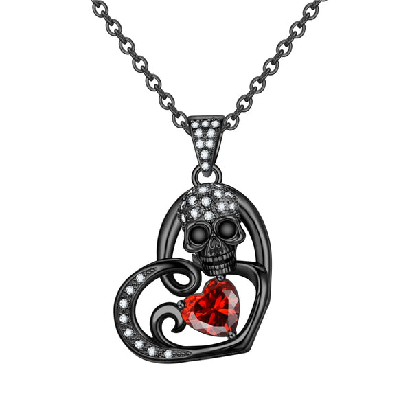 Heart Skull  Zircon Crystal Necklace