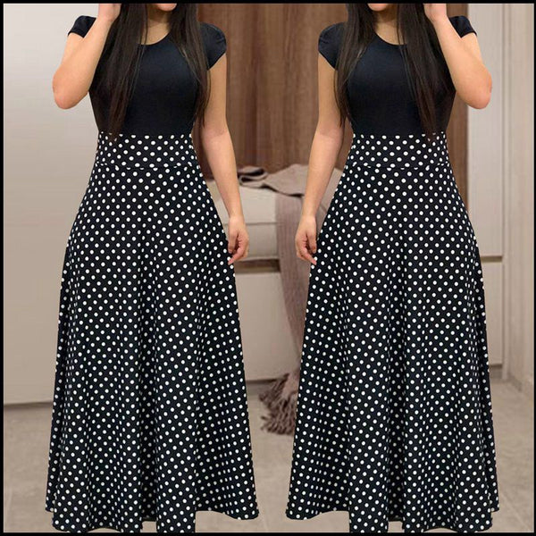 Fashion Black Elegant Short Sleeve Maxi Dress