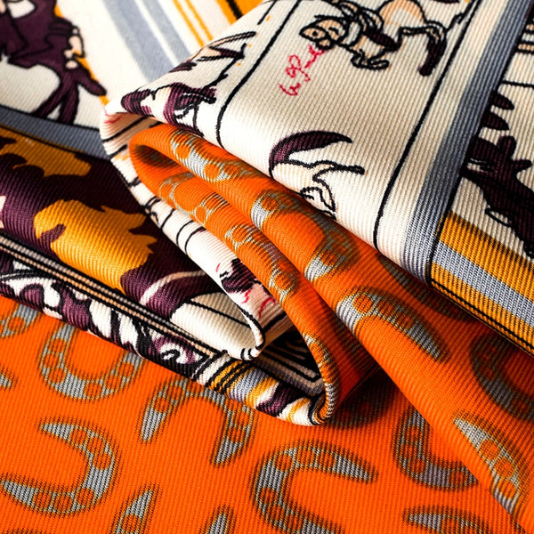 Twill Silk Horse Print Scarf