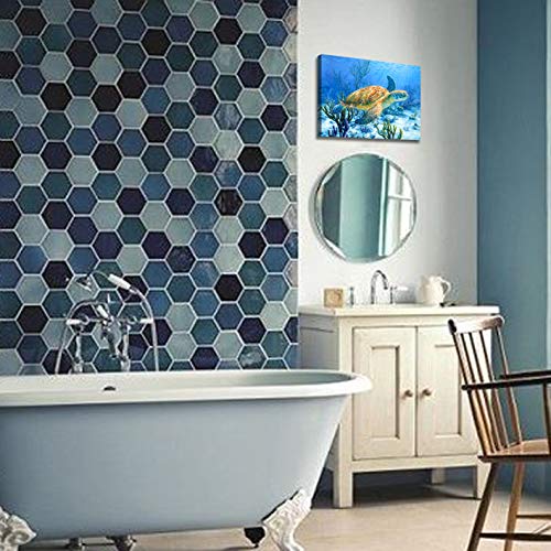 Sea Turtle Wall Decor Framed Canvas Print - Size:12"x16"inch