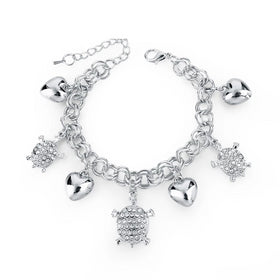 Stainless Steel Turtle Crystal Adjustable Bracelet