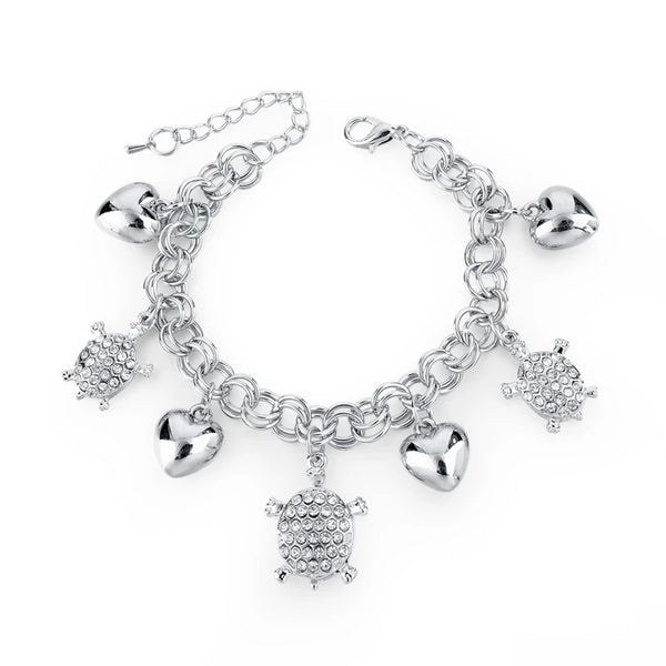 Stainless Steel Turtle Crystal Adjustable Bracelet