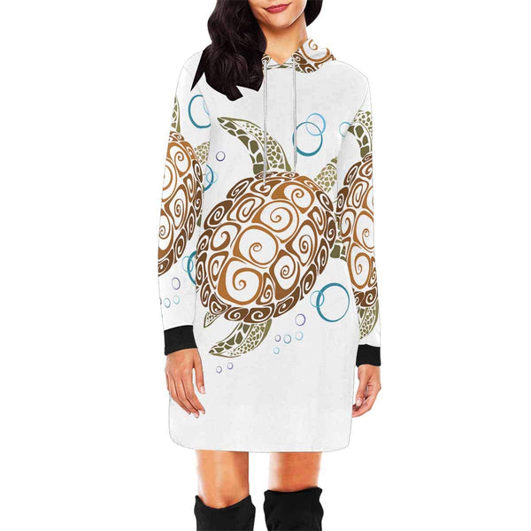 Sea Turtle Long Sleeve Hoodie Mini Dress