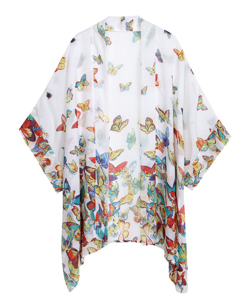 Butterfly Loose Chiffon Kimono Cardigan Beach Swim Cover Up Blouse