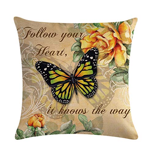 LOVE YOURSELF Butterfly Pattern Throw Pillow Covers 18”×18”, 4Pack