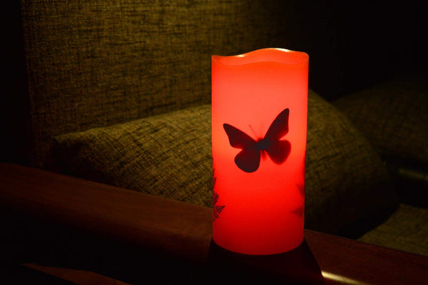LED Flame-less Battery Operated 12 Color Changing Butterfly Candle