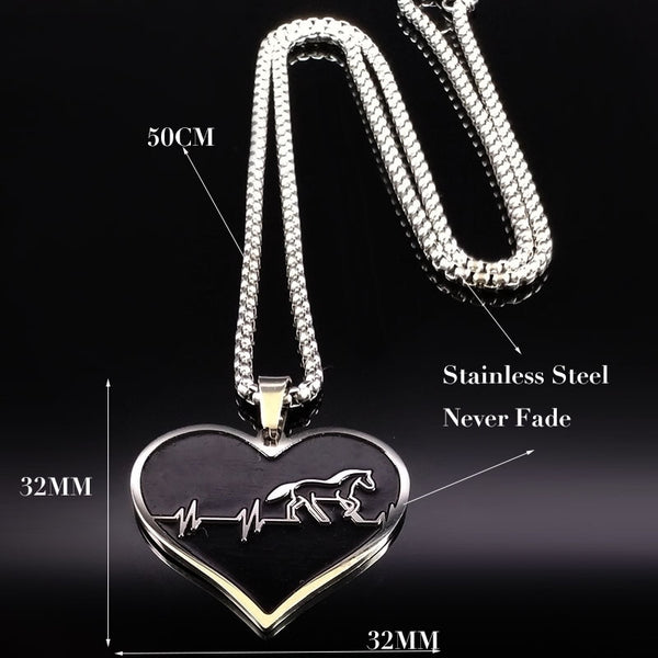 Horse Heartbeat Stainless Steel Necklace