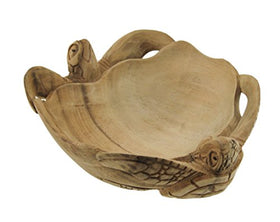 Wooden Sea Turtle Twins Scallop Edge Centerpiece Bowl